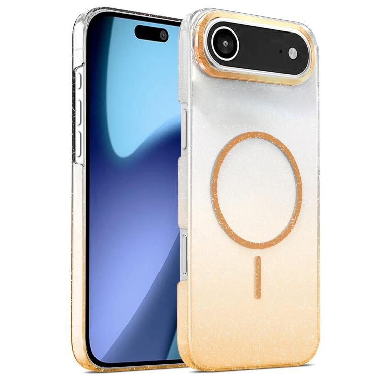 For iPhone Air Gold Diamond Glitter Gradient MagSafe Shockproof Phone Case(Gold) - iPhone Air Cases by buy2fix | Online Shopping UK | buy2fix