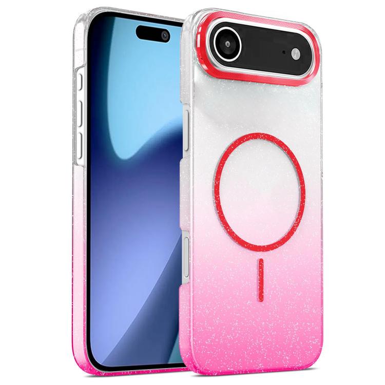 For iPhone Air Gold Diamond Glitter Gradient MagSafe Shockproof Phone Case(Red) - iPhone Air Cases by buy2fix | Online Shopping UK | buy2fix