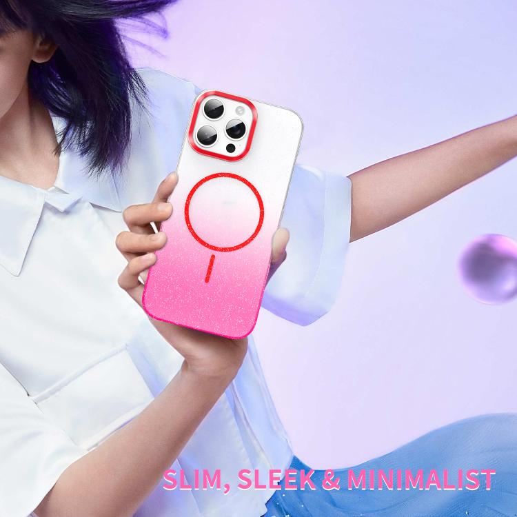 For iPhone 17 Gold Diamond Glitter Gradient MagSafe Shockproof Phone Case(Purple) - iPhone 17 Cases by buy2fix | Online Shopping UK | buy2fix