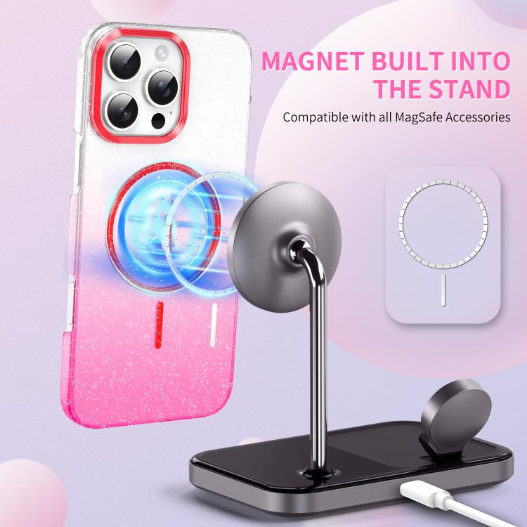 For iPhone 17 Pro Max Gold Diamond Glitter Gradient MagSafe Shockproof Phone Case(Purple) - iPhone 17 Pro Max Cases by buy2fix | Online Shopping UK | buy2fix