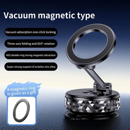 K12 Vacuum Suction Mount Foldable 360 Rotation Magnetic Car Phone Holder(Silver) - Universal Car Holders by buy2fix | Online Shopping UK | buy2fix