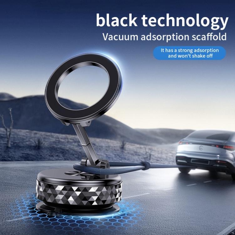 K12 Vacuum Suction Mount Foldable 360 Rotation Magnetic Car Phone Holder(Silver) - Universal Car Holders by buy2fix | Online Shopping UK | buy2fix