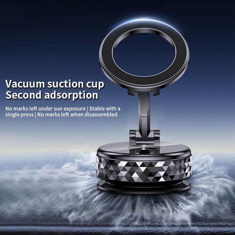 K12 Vacuum Suction Mount Foldable 360 Rotation Magnetic Car Phone Holder(Black) - Universal Car Holders by buy2fix | Online Shopping UK | buy2fix