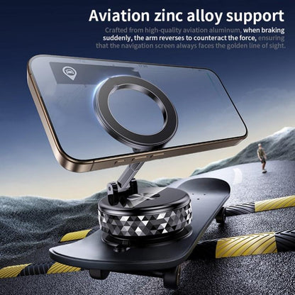 K12 Vacuum Suction Mount Foldable 360 Rotation Magnetic Car Phone Holder(Black) - Universal Car Holders by buy2fix | Online Shopping UK | buy2fix