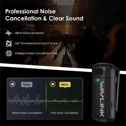 WAVLINK WS-WAJ606C1 Lavalier Noise Reduction Wireless Microphone with 8 Pin RX Receiver - Microphone by WAVLINK | Online Shopping UK | buy2fix