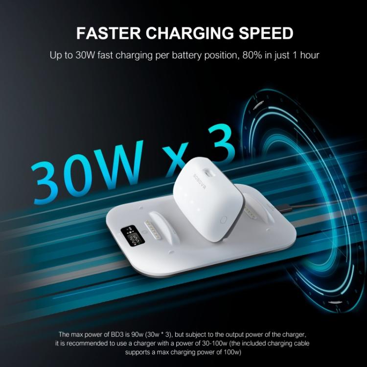 BOBOVR BD3 Charging Dock for 3x B100 Battery 30W Fast Charger Base - VR Accessories by buy2fix | Online Shopping UK | buy2fix