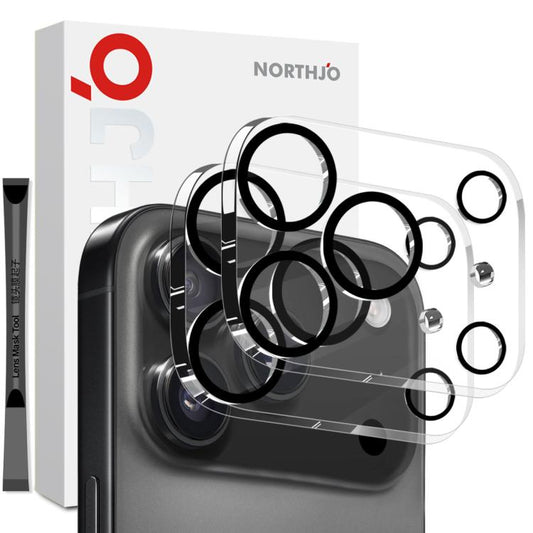 For iPhone 17 Pro Max 2pcs NORTHJO Camera Lens Protector 3D Night Shot Tempered Glass Film(Black) - iPhone 17 Pro Max Tempered Glass by NORTHJO | Online Shopping UK | buy2fix