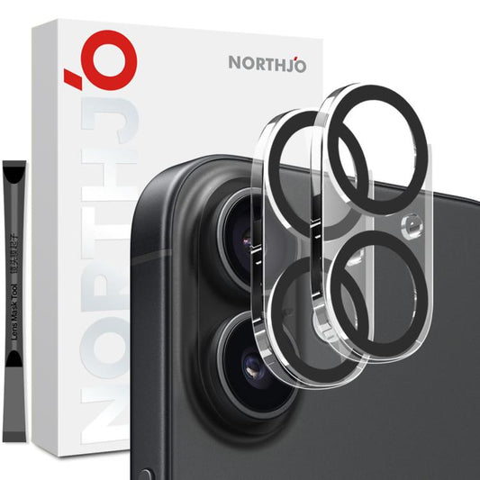 For iPhone 17 2pcs NORTHJO Camera Lens Protector 3D Night Shot Tempered Glass Film(Black) - iPhone 17 Tempered Glass by NORTHJO | Online Shopping UK | buy2fix