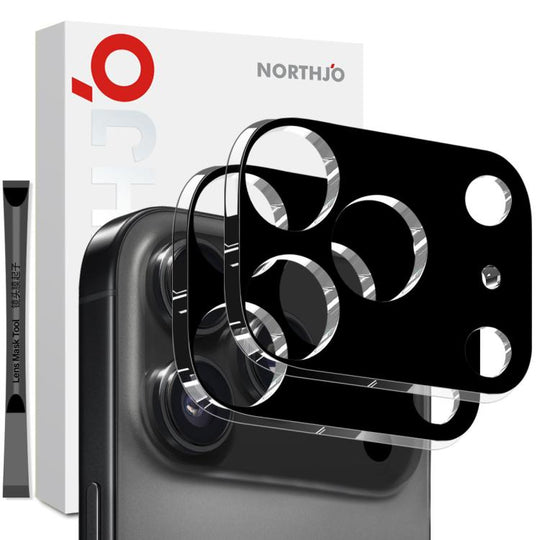 For iPhone 17 Pro 2pcs NORTHJO Camera Lens Protector 3D HD Tempered Glass Film(Black)