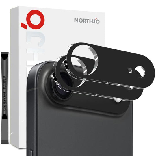For iPhone Air 2pcs NORTHJO Camera Lens Protector 3D HD Tempered Glass Film(Black)