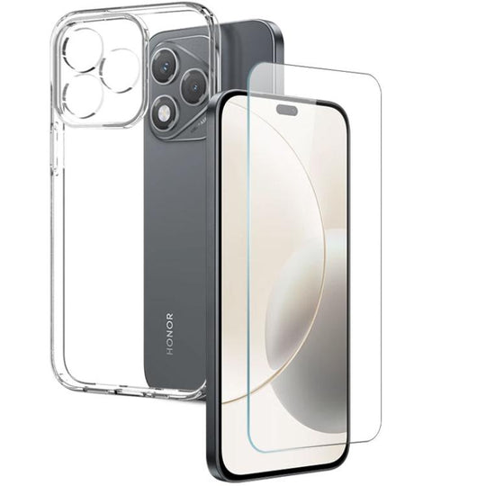 For Honor 400 Lite Global NORTHJO 2 in 1 TPU Phone Case Screen Protector Tempered Glass Film(Clear)