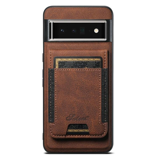 For Google Pixel 6 Pro Suteni H17 Litchi Texture Leather Magnetic Detachable Wallet Phone Case(Brown)