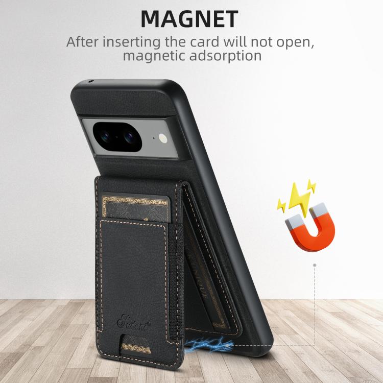For Google Pixel 10 Pro Suteni H17 Litchi Texture Leather Magnetic Detachable Wallet Phone Case(Black) - Google Cases by Suteni | Online Shopping UK | buy2fix