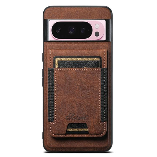 For Google Pixel 10 Pro Suteni H17 Litchi Texture Leather Magnetic Detachable Wallet Phone Case(Brown) - Google Cases by Suteni | Online Shopping UK | buy2fix