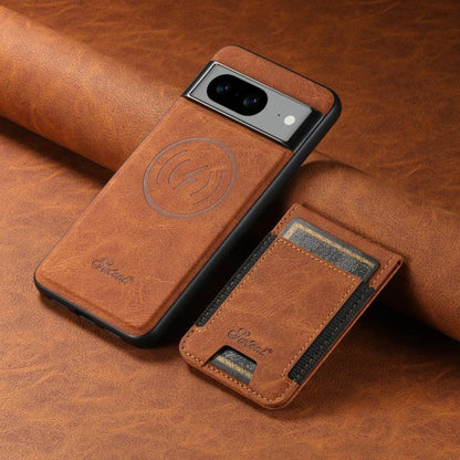 For Google Pixel 10 Pro Suteni H17 Litchi Texture Leather Magnetic Detachable Wallet Phone Case(Khaki) - Google Cases by Suteni | Online Shopping UK | buy2fix