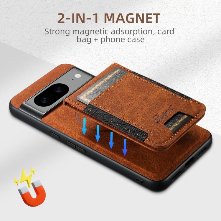 For Google Pixel 10 Pro Suteni H17 Litchi Texture Leather Magnetic Detachable Wallet Phone Case(Khaki) - Google Cases by Suteni | Online Shopping UK | buy2fix