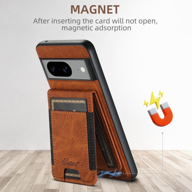For Google Pixel 10 Pro Suteni H17 Litchi Texture Leather Magnetic Detachable Wallet Phone Case(Khaki) - Google Cases by Suteni | Online Shopping UK | buy2fix
