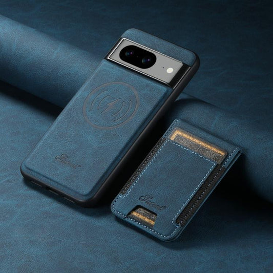 For Google Pixel 10 Pro Suteni H17 Litchi Texture Leather Magnetic Detachable Wallet Phone Case(Blue) - Google Cases by Suteni | Online Shopping UK | buy2fix