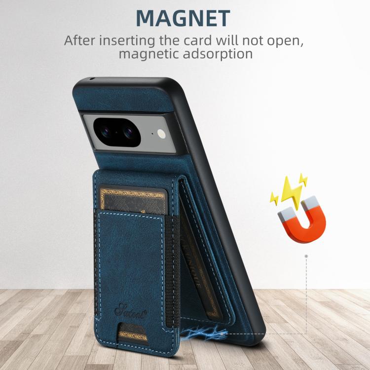 For Google Pixel 10 Pro Suteni H17 Litchi Texture Leather Magnetic Detachable Wallet Phone Case(Blue) - Google Cases by Suteni | Online Shopping UK | buy2fix