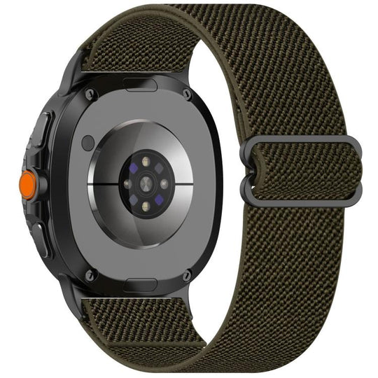 For Galaxy Watch9 / 8 / 8 Classic Ethnic Style Elastic Nylon Braided Watch Band(Army Green)