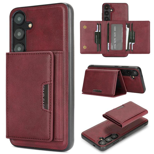 For Samsung Galaxy S25 5G Kalebol Strong Magnetic MagSafe Tri-Fold Wallet Leather Phone Case(Red)