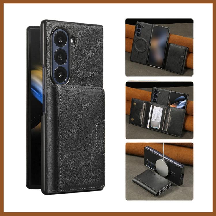 For Samsung Galaxy Z Fold7 Kalebol Strong Magnetic MagSafe Tri-Fold Wallet Leather Phone Case(Black) - Galaxy Z Fold7 5G Cases by Kalebol | Online Shopping UK | buy2fix