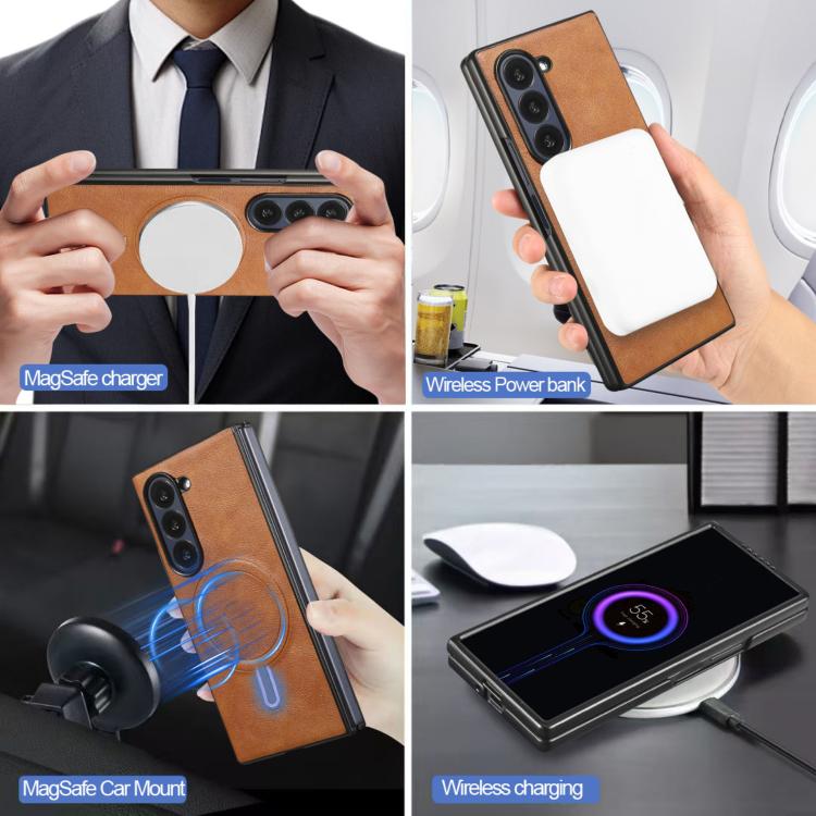For Samsung Galaxy Z Fold7 Kalebol Strong Magnetic MagSafe Tri-Fold Wallet Leather Phone Case(Brown) - Galaxy Z Fold7 5G Cases by Kalebol | Online Shopping UK | buy2fix