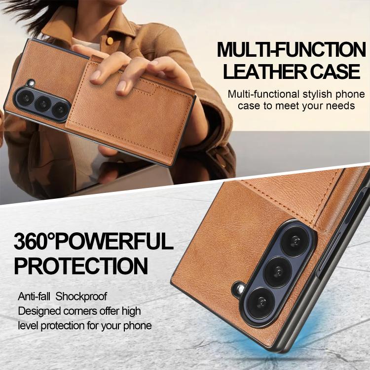 For Samsung Galaxy Z Fold7 Kalebol Strong Magnetic MagSafe Tri-Fold Wallet Leather Phone Case(Brown) - Galaxy Z Fold7 5G Cases by Kalebol | Online Shopping UK | buy2fix
