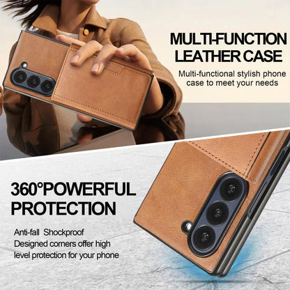 For Samsung Galaxy Z Fold7 Kalebol Strong Magnetic MagSafe Tri-Fold Wallet Leather Phone Case(Brown) - Galaxy Z Fold7 5G Cases by Kalebol | Online Shopping UK | buy2fix