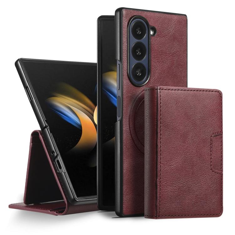 For Samsung Galaxy Z Fold7 Kalebol Strong Magnetic MagSafe Tri-Fold Wallet Leather Phone Case(Red) - Galaxy Z Fold7 5G Cases by Kalebol | Online Shopping UK | buy2fix