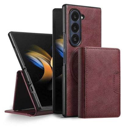 For Samsung Galaxy Z Fold7 Kalebol Strong Magnetic MagSafe Tri-Fold Wallet Leather Phone Case(Red) - Galaxy Z Fold7 5G Cases by Kalebol | Online Shopping UK | buy2fix