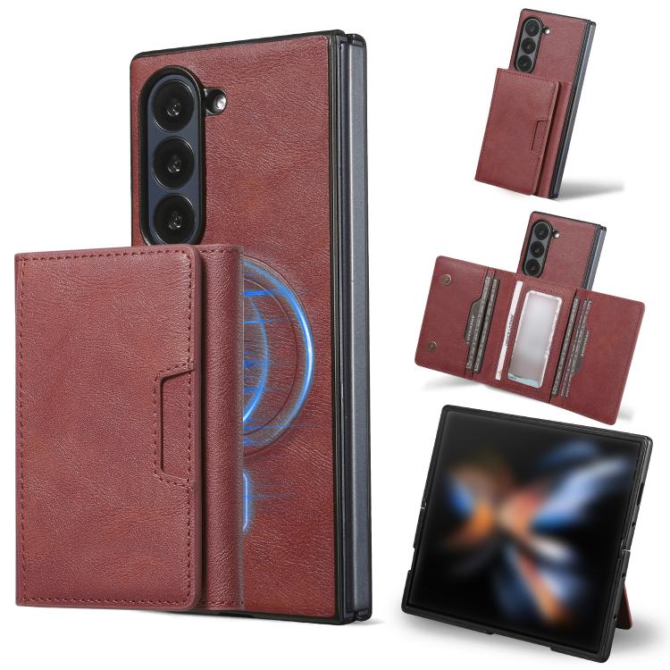 For Samsung Galaxy Z Fold7 Kalebol Strong Magnetic MagSafe Tri-Fold Wallet Leather Phone Case(Red) - Galaxy Z Fold7 5G Cases by Kalebol | Online Shopping UK | buy2fix