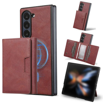 For Samsung Galaxy Z Fold7 Kalebol Strong Magnetic MagSafe Tri-Fold Wallet Leather Phone Case(Red) - Galaxy Z Fold7 5G Cases by Kalebol | Online Shopping UK | buy2fix