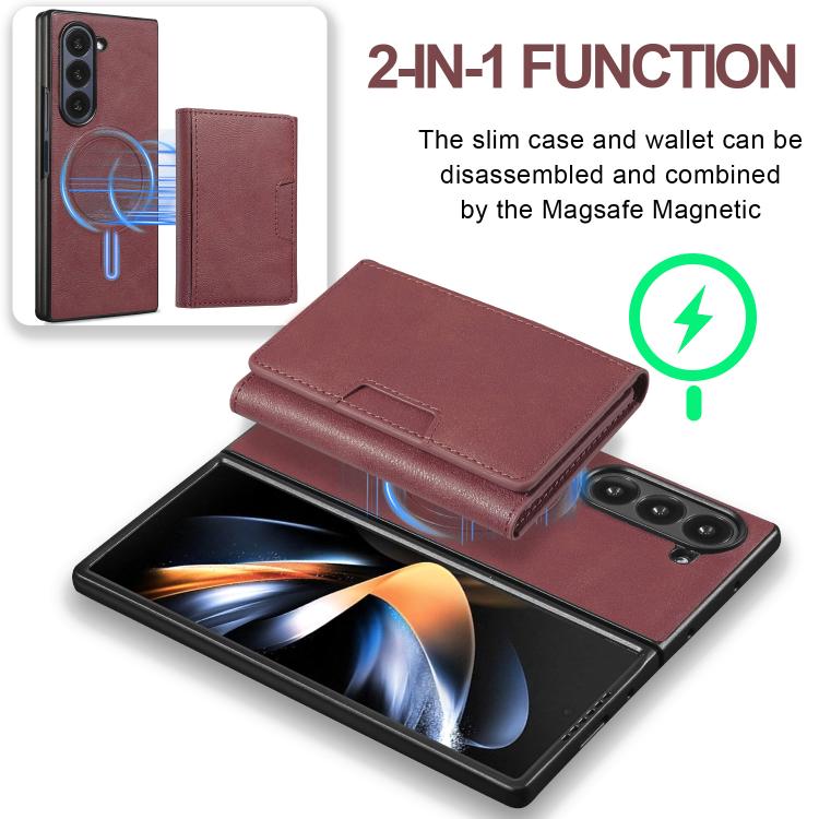 For Samsung Galaxy Z Fold7 Kalebol Strong Magnetic MagSafe Tri-Fold Wallet Leather Phone Case(Red) - Galaxy Z Fold7 5G Cases by Kalebol | Online Shopping UK | buy2fix
