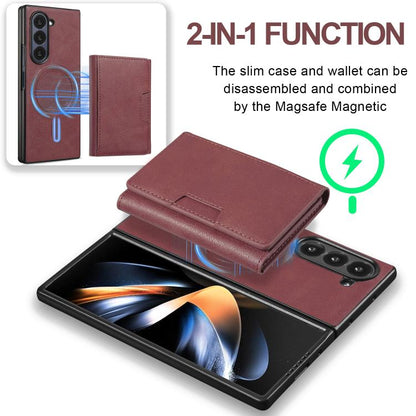 For Samsung Galaxy Z Fold7 Kalebol Strong Magnetic MagSafe Tri-Fold Wallet Leather Phone Case(Red) - Galaxy Z Fold7 5G Cases by Kalebol | Online Shopping UK | buy2fix