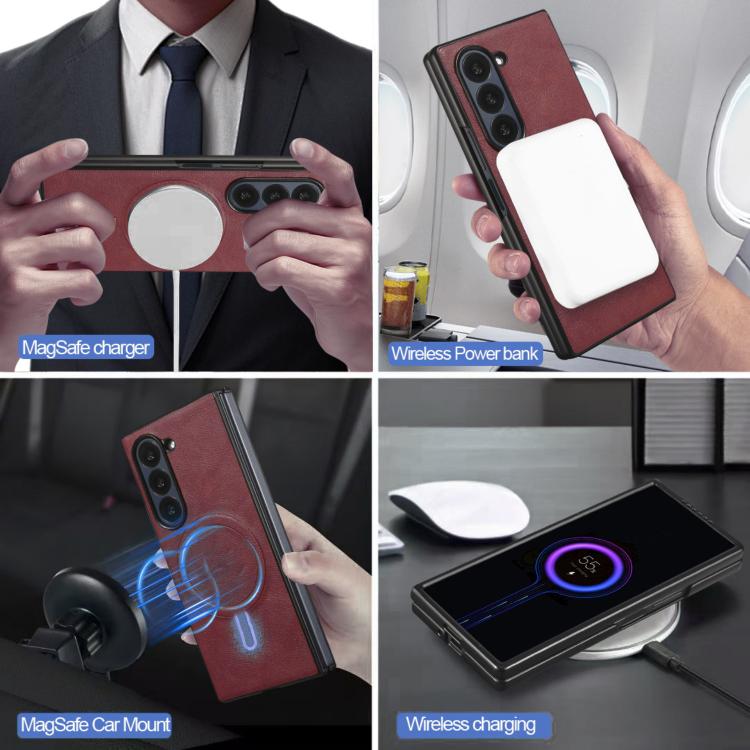 For Samsung Galaxy Z Fold7 Kalebol Strong Magnetic MagSafe Tri-Fold Wallet Leather Phone Case(Red) - Galaxy Z Fold7 5G Cases by Kalebol | Online Shopping UK | buy2fix