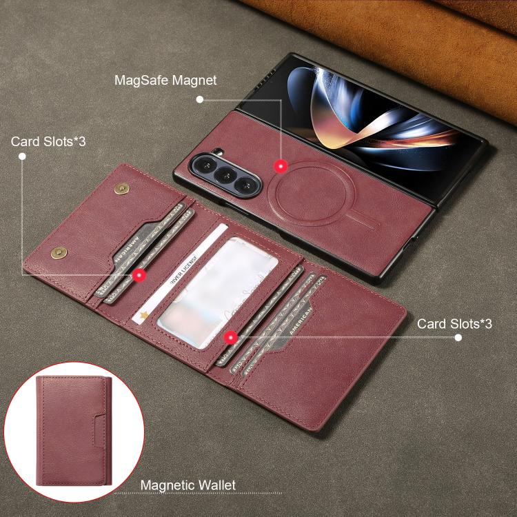 For Samsung Galaxy Z Fold7 Kalebol Strong Magnetic MagSafe Tri-Fold Wallet Leather Phone Case(Red) - Galaxy Z Fold7 5G Cases by Kalebol | Online Shopping UK | buy2fix
