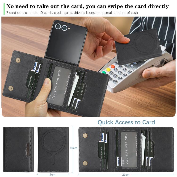 For Samsung Galaxy Z Flip7 Kalebol Strong Magnetic MagSafe Tri-Fold Wallet Leather Phone Case(Black) - Galaxy Z Flip7 5G Cases by Kalebol | Online Shopping UK | buy2fix