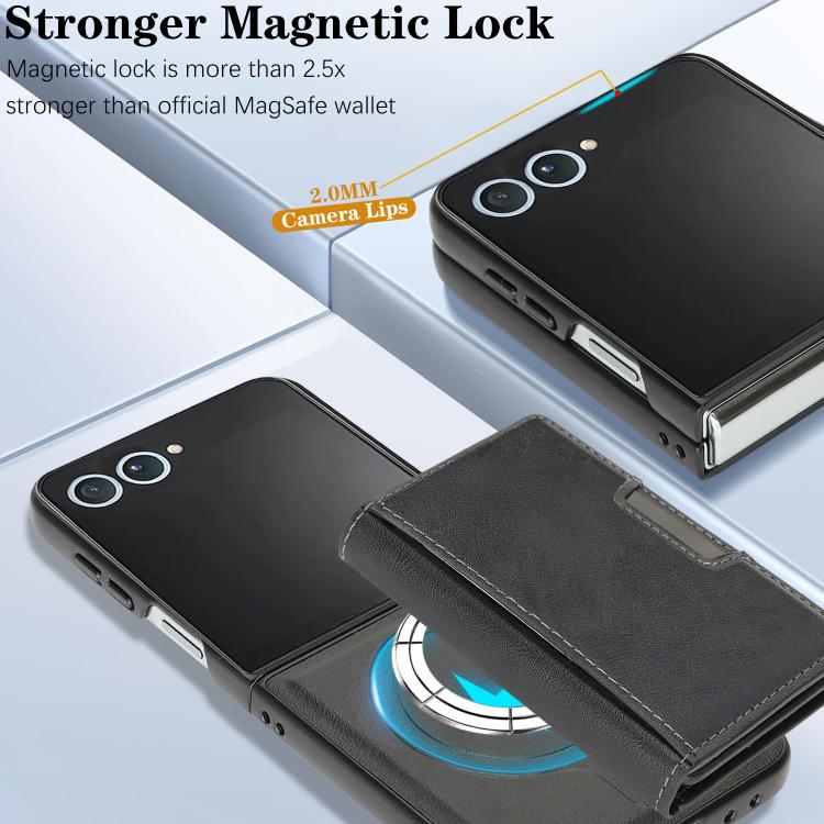 For Samsung Galaxy Z Flip7 Kalebol Strong Magnetic MagSafe Tri-Fold Wallet Leather Phone Case(Black) - Galaxy Z Flip7 5G Cases by Kalebol | Online Shopping UK | buy2fix