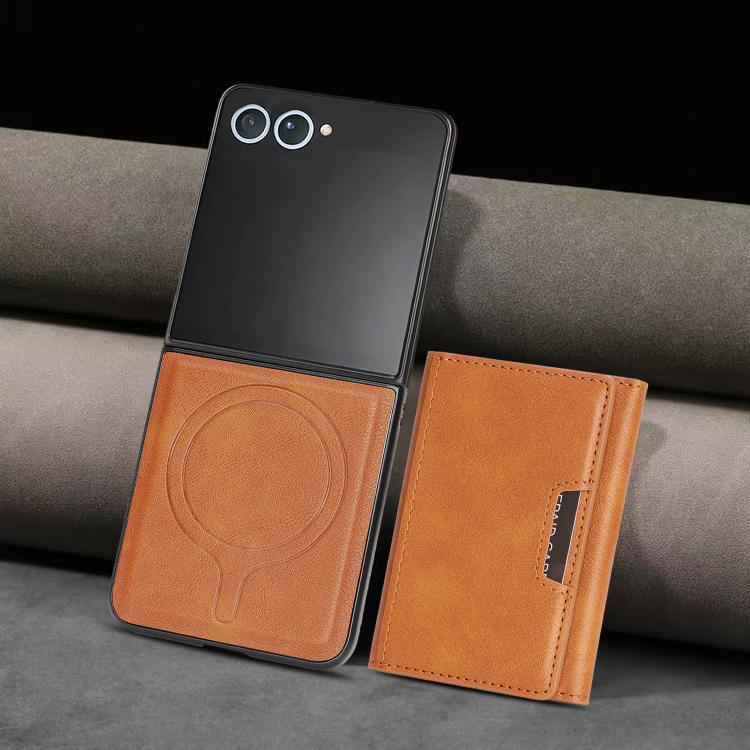 For Samsung Galaxy Z Flip7 Kalebol Strong Magnetic MagSafe Tri-Fold Wallet Leather Phone Case(Brown) - Galaxy Z Flip7 5G Cases by Kalebol | Online Shopping UK | buy2fix