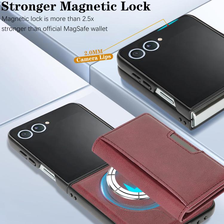 For Samsung Galaxy Z Flip7 Kalebol Strong Magnetic MagSafe Tri-Fold Wallet Leather Phone Case(Red) - Galaxy Z Flip7 5G Cases by Kalebol | Online Shopping UK | buy2fix