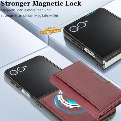 For Samsung Galaxy Z Flip7 Kalebol Strong Magnetic MagSafe Tri-Fold Wallet Leather Phone Case(Red) - Galaxy Z Flip7 5G Cases by Kalebol | Online Shopping UK | buy2fix
