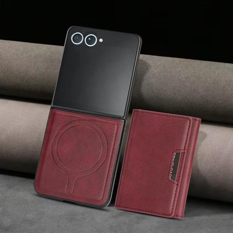 For Samsung Galaxy Z Flip7 Kalebol Strong Magnetic MagSafe Tri-Fold Wallet Leather Phone Case(Red) - Galaxy Z Flip7 5G Cases by Kalebol | Online Shopping UK | buy2fix