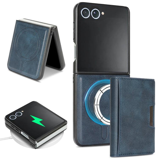 For Samsung Galaxy Z Flip7 Kalebol Strong Magnetic MagSafe Tri-Fold Wallet Leather Phone Case(Blue) - Galaxy Z Flip7 5G Cases by Kalebol | Online Shopping UK | buy2fix