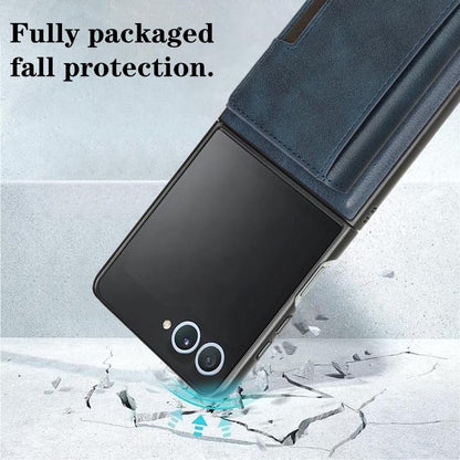 For Samsung Galaxy Z Flip7 Kalebol Strong Magnetic MagSafe Tri-Fold Wallet Leather Phone Case(Blue) - Galaxy Z Flip7 5G Cases by Kalebol | Online Shopping UK | buy2fix