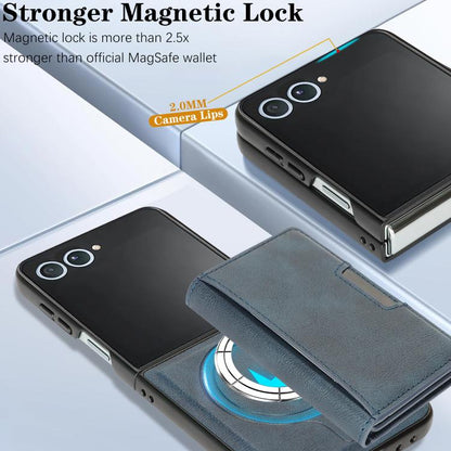 For Samsung Galaxy Z Flip7 Kalebol Strong Magnetic MagSafe Tri-Fold Wallet Leather Phone Case(Blue) - Galaxy Z Flip7 5G Cases by Kalebol | Online Shopping UK | buy2fix