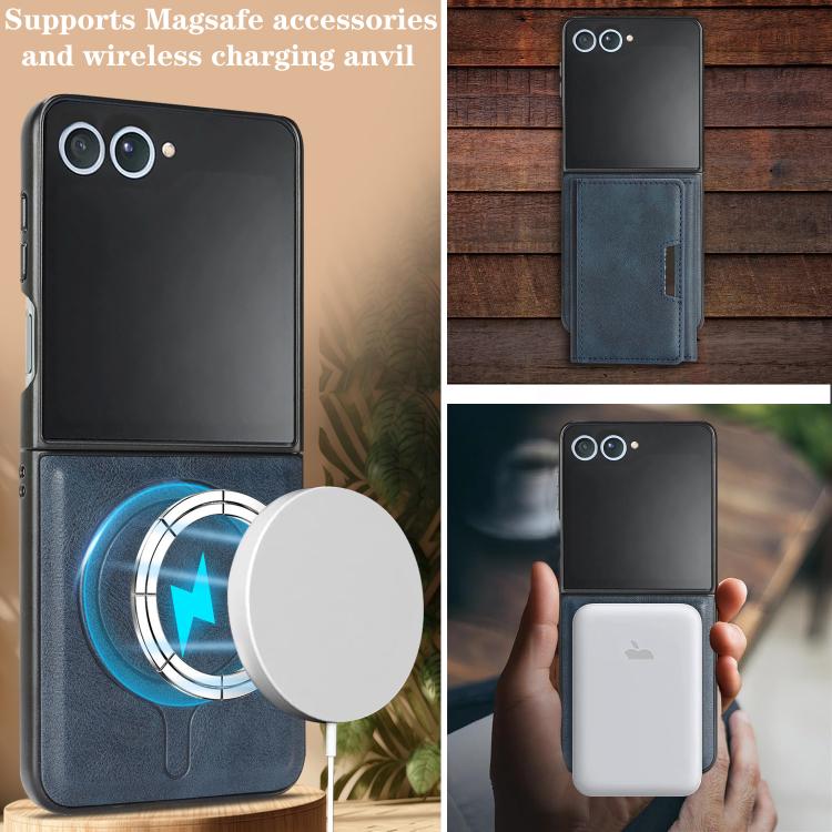 For Samsung Galaxy Z Flip7 Kalebol Strong Magnetic MagSafe Tri-Fold Wallet Leather Phone Case(Blue) - Galaxy Z Flip7 5G Cases by Kalebol | Online Shopping UK | buy2fix