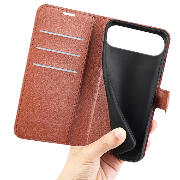 For iPhone Air Litchi Texture Horizontal Flip Leather Phone Case with Holder(Brown) - iPhone Air Cases by buy2fix | Online Shopping UK | buy2fix