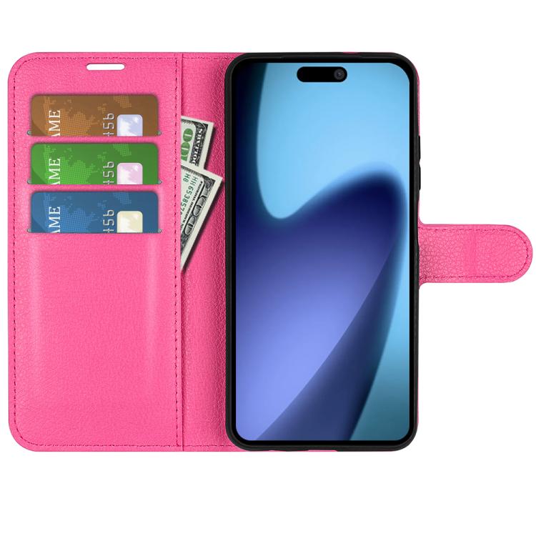 For iPhone Air Litchi Texture Horizontal Flip Leather Phone Case with Holder(Rose Red) - iPhone Air Cases by buy2fix | Online Shopping UK | buy2fix