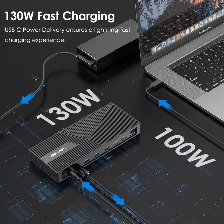 WAVLINK UG69PD24 12-in-1 PD 100W Charging Displaylink Docking Station For Thunderbolt 4 / 3(US Plug) -  by WAVLINK | Online Shopping UK | buy2fix
